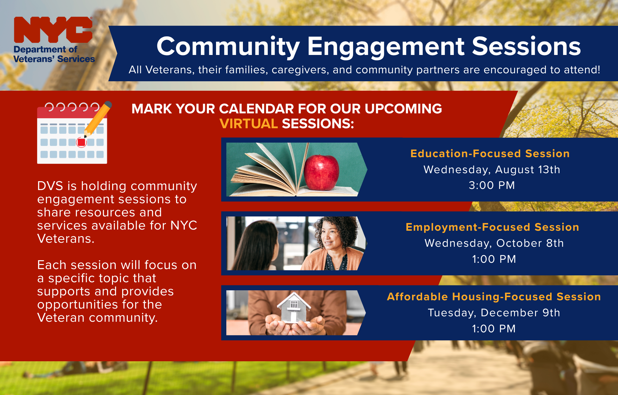 Session dates/times and info
                                           